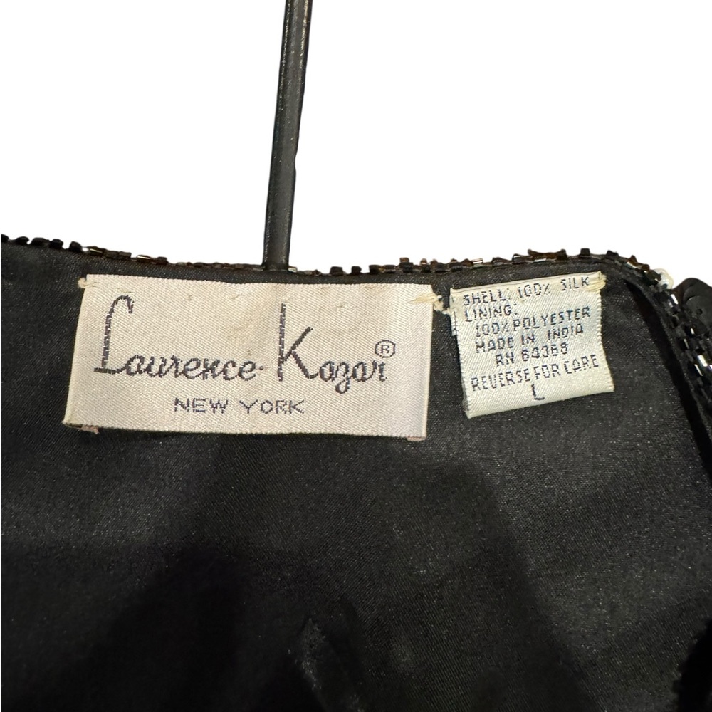 Laurence Kazar New York Beaded Silk Jacket Black Sequin Evening Crop Jacket L - Picture 4 of 8